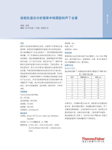  液相色谱法分析烟草中绿原酸和芦丁含量