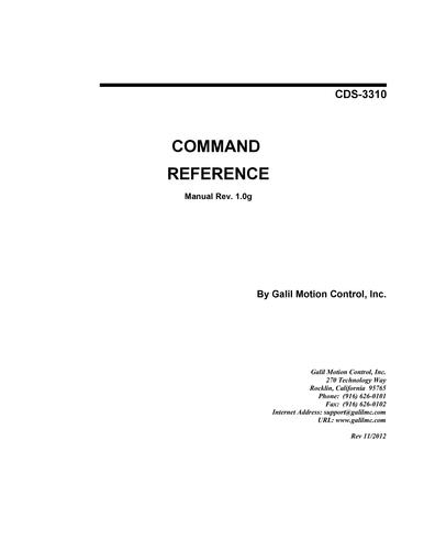 上海微敏自控Galil_CDS-3310命令参考手册（英文）