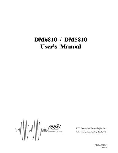 RTD PC/104 数据模块板DM6810HR Hardware Manual