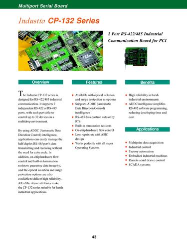 PCI总线RS-422/485工业通信二串口卡-CP132