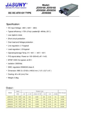 JASUNY-杰星 JDX9000 DC/DC ATX电源说明书