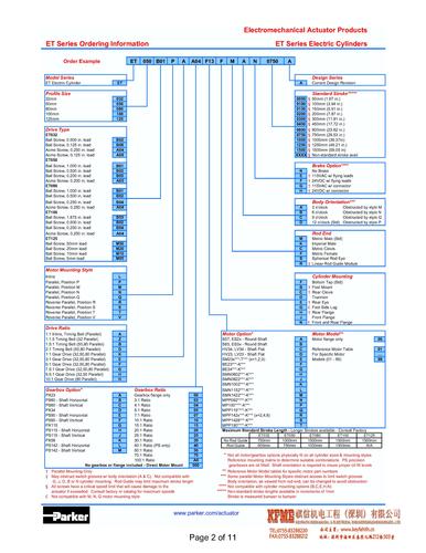 派克 ET系列电动执行器新型号选型资料下载