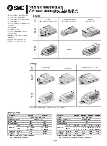 日本SMC: SV1000--SV4000系列5通电磁阀/底板安装弹性密封说明书下载