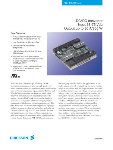 爱立信 PKL 系列 DC/DC 电源