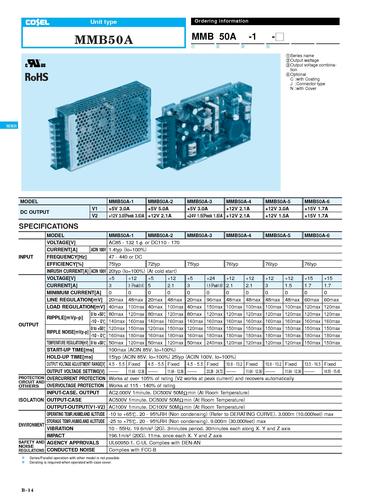 COSEL科索 MMB50A-5模块电源产品说明书