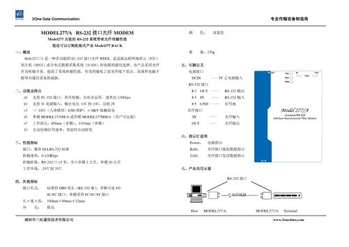 三旺 MODEL277A (RS-232接口光纤MODEM)