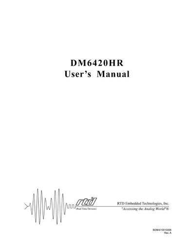 RTD PC/104 数据模块板DM6420HR Hardware Manual