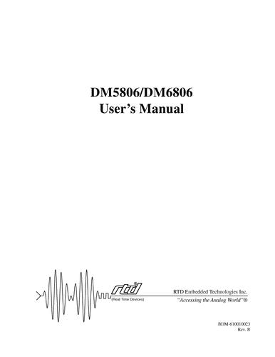 RTD PC/104 数据模块板DM6806HR Hardware Manual