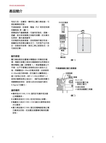 凡宜EC系列压力式液位计产品手册