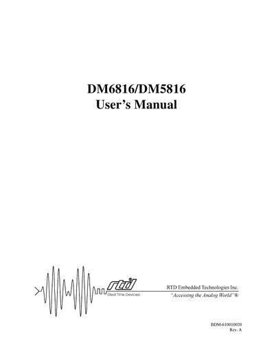 RTD PC/104 数据模块板DM6816HR Hardware Manual