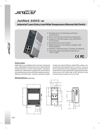 芯惠通Korenix JetNet 3005-w工业级宽温以太网交换机产品说明书