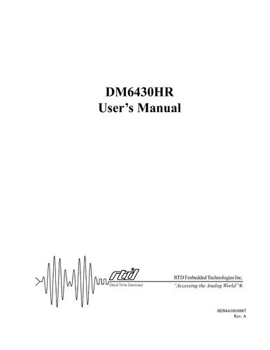 RTD PC/104 数据模块板DM6430HR Hardware Manual