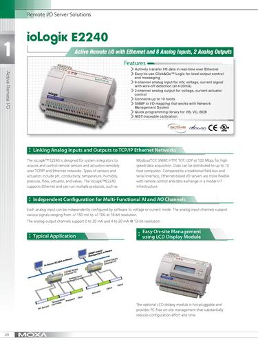 MOXA 分布式I/O ioLogik E2240产品介绍（英文）