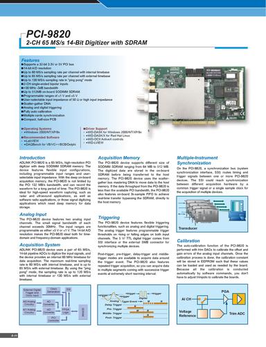 ADLINK 高速数据采集卡PCI-9820 Manual