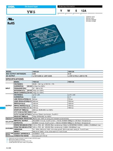 COSEL科索 YW512A模块电源产品说明书