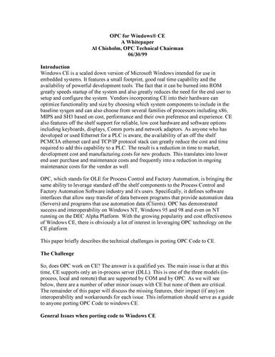 OPC for Windows CE（白皮书）