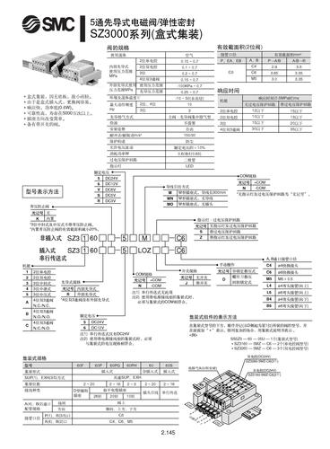 日本SMC SZ3000系列5通先导式电磁阀（弹性密封）说明书