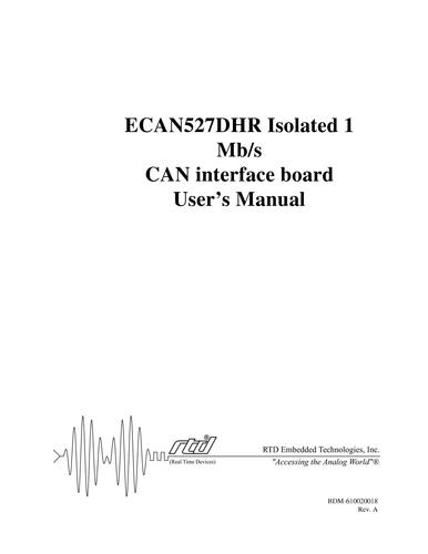RTD PC/104 有线网络模块板ECAN527DHR Hardware Manual