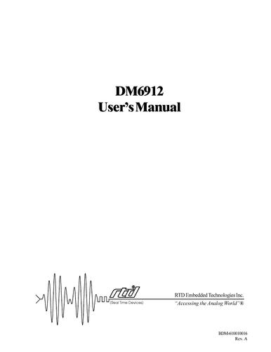 RTD PC/104 数据模块板DM6912HR Hardware Manual