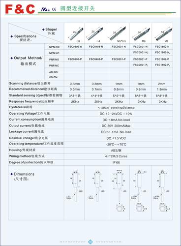 嘉准 圆型近接开关产品说明书1