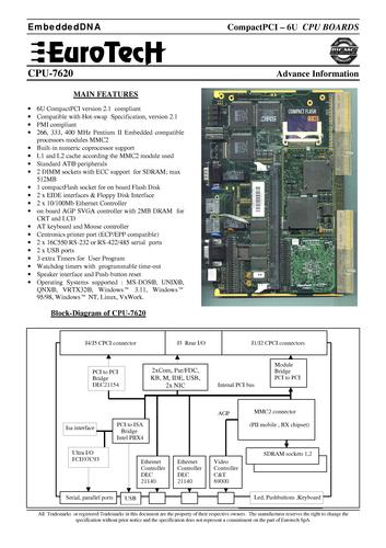 EuroTech CompactPCI-CPU板CPU-7620