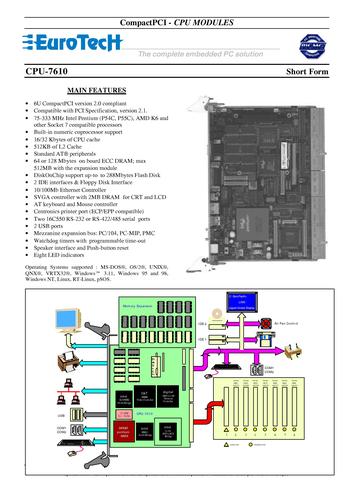 EuroTech CompactPCI-CPU板CPU-7610