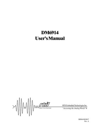 RTD PC/104 数据模块板DM6914HR Hardware Manual