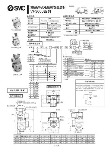 日本SMC VP3145;3165;3185系列/大型3通电磁阀/弹性密封 选型资料