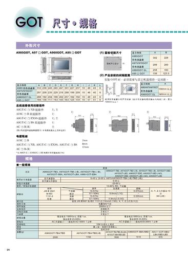 MITSUBISHI AGOT系列人机界面尺寸/规格