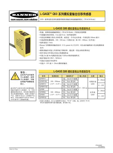 Banner L-GAGE Q50 位移传感器（模拟量输出）