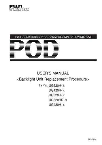 Fuji POD UG20series(Backlight Unit Replacement Procedure)