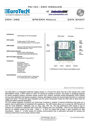 EuroTech PC/104-通信模块COM-1286