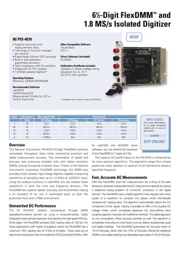 NI PXI-4070 FlexDMM数字万用表介绍