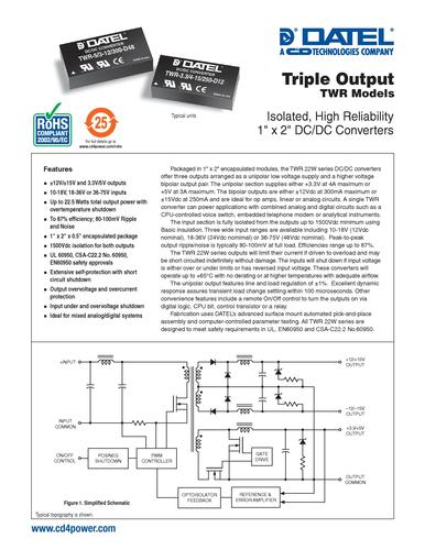 C&D西恩迪 TWR-3.3/4-12/300-D12 模块电源说明书