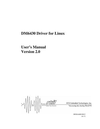 RTD PC/104 数据模块板DM6430HR Linux Driver Manual