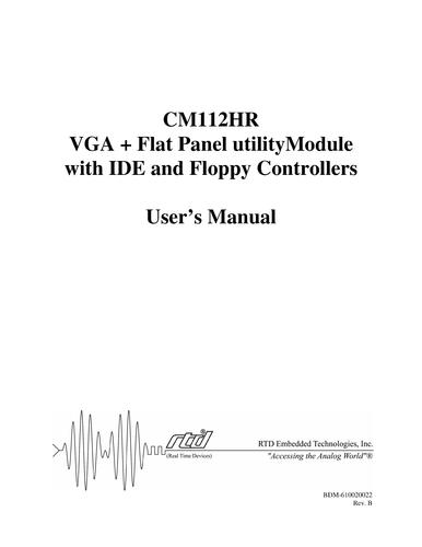 RTD PC/104 图形显示模块板CM112HR Hardware Manual