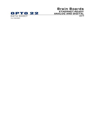 Opto 22 E1和E2处理器DATA SHEET