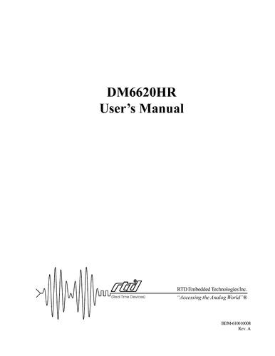 RTD PC/104 数据模块板DM6620HR Hardware Manual