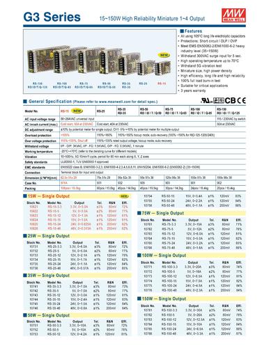 MW G3系列电源产品说明书