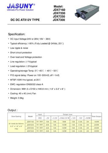 JASUNY-杰星 JDX7000 DC/DC ATX电源说明书