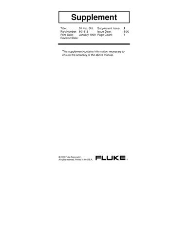 Fluke 65手持式红外温度计补充内容说明书(英)