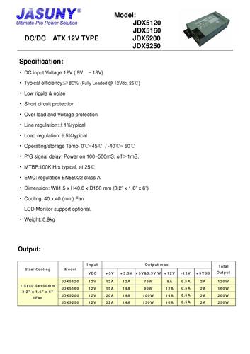 JASUNY-杰星JDX5000 DC/DC ATX电源说明书