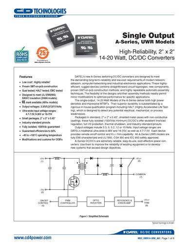 C&D西恩迪 UWR-15/1000-D5A 模块电源说明书