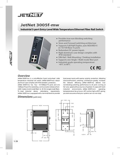 芯惠通Korenix JetNet 3005f-mw工业级宽温以太网交换机产品说明书