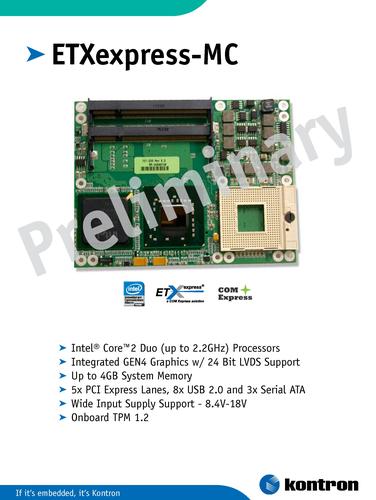 控创 嵌入式计算机模块 ETXexpress-MC 技术参数