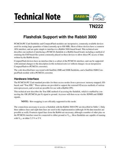 外扩Rabbit3000存储的PCMCIA/PC Flash卡